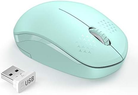 Light Blue Wireless Mouse – Ultra-Quiet 2.4 GHz Noiseless Computer Mouse with USB Receiver for Seamless Windows Experience – Portable, Ergonomic Design for Home, Office, or Travel