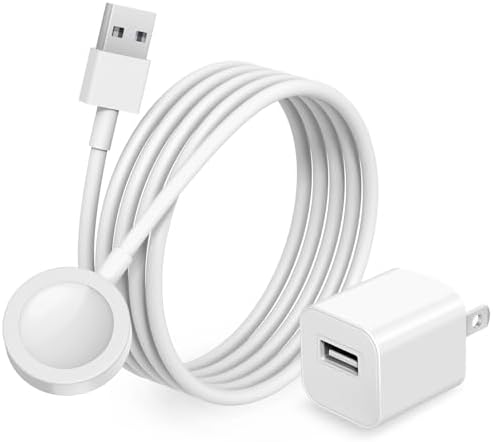 Chic 3.2 FT Wireless Fast Charger for Apple Watch – Effortless Charging Solution with Stylish Pink Design, Compatible with All Series 1-10, Includes Wall Plug for Ultimate Portability and Quick Power-Ups for Active Lifestyles