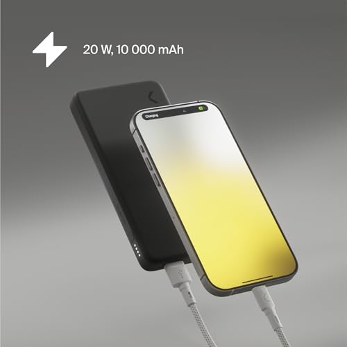 10,000 m Ah Dual Port Power Bank – Ultra-Fast Charging Solution for i Phone 16/15/14, Samsung Galaxy, i Pad & Google Pixel – Slim, Lightweight Design with Optimal Compatibility in Graphite – Perfect On-the-Go Charging Companion