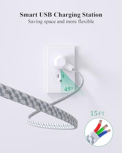 Dual Pack 12 FT Power Strip with 6 AC Outlets & 4 USB Ports, Including 2 USB-C – Versatile Surge Protector for Home, Office, and Dorm Use – Space-Saving Flat Plug Design, Wall Mountable for Ultimate Convenience and Safety