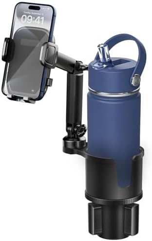 Versatile 2-in-1 Adjustable Cup Phone Holder for Cars – Secure Universal Mount for Large Smartphones and Drink Bottles, Engineered for No-Shake Stability During Hands-Free Driving in Trucks and SUVs, Optimal Compatibility for All Mobile Devices