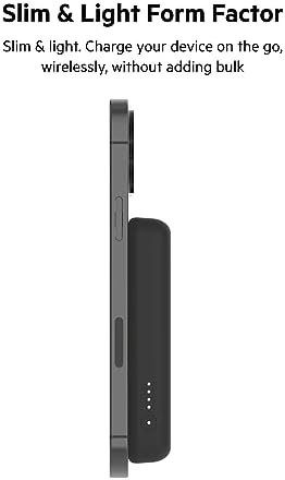 Belkin Wireless Power Bank 5000 m Ah with Mag Safe Compatibility – Portable Charger for i Phone 16 Series, i Phone 15, and Air Pods – 7.5 W Fast Charging with Built-in Kickstand for Hands-Free Use – Lightweight White Design for On-the-Go Charging Solutions