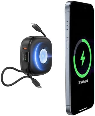 Ultra-Strong Magnetic Wireless Power Bank 10000 m Ah – 20 W Fast Charge Portable Charger for i Phone, Apple Watch, Air Pods & Android Devices – Built-in USB-C Cable, Smart LCD Battery Level Indicator & Lanyard for Effortless Travel Convenience – Essential Power Boost Companion for On-the-Go Charging