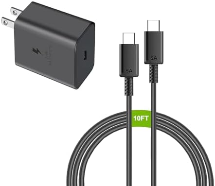 High-Efficiency 45 W USB-C Power Adapter with Dual 6.6 ft Cables – Ultimate Fast Charger for i Phone 16/15, i Pad, and Galaxy S24 Ultra – Compact, Portable Solution for Rapid Device Charging with Safety Features