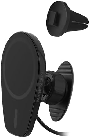 Scosche MPQ6 DV-SP Magnetic Phone Mount with 15 W Wireless Fast Charger – Hands-Free Dashboard & Vent Holder for i Phone 12/13/14/15/16 Series & Mag Safe Cases – Ultimate Safety and Accessibility for Drivers on the Go