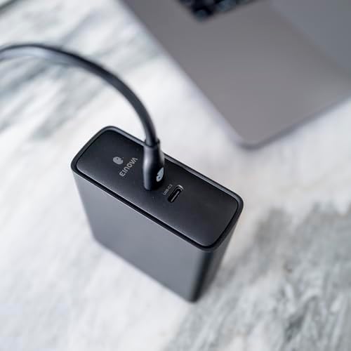 Einova Polaris 140 W Dual USB-C Fast Charger – Charge Two Laptops at Once with PD 3.1 & PPS Technology – Compact Ga N Wall Charger with 6 ft 5 A Cable for Ultimate Portability – Ideal for Professionals & Students on the Move