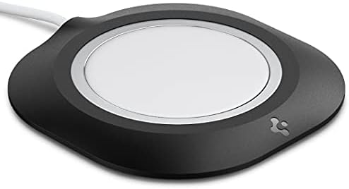 Revolutionize Your Charging Routine with Spigen Mag Fit Charger Pad Cover Case for i Phone 16/15/14/13/12 & Air Pods Pro 2/4/3 – Cutting-Edge 15 W Wireless Charging Solution – Sleek Black Design for Superior Compatibility and Rapid Performance – Elevate Portability with Durable Protection for Everyday Use