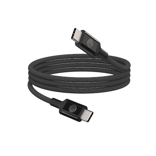 AT&T 6 ft Braided USB-C Charging Cable – Durable & Tangle-Free Cord for Fast Data Transfer and Universal Device Compatibility – Ideal for Phones, Tablets, and Laptops – Includes Warranty for Enhanced Reliability – Sleek Black Design
