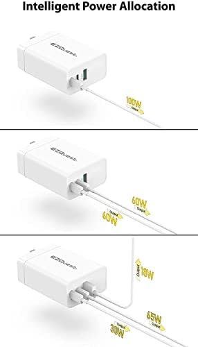 EZQuest 120 W Ga N USB-C Charger with 2 USB-C & 1 USB-A Ports – Travel-Ready Fast Charging Block with 2 Meter Cable – Compatible with Mac Book Pro, i Pad Pro & All Type-C Devices for Ultimate Power Efficiency