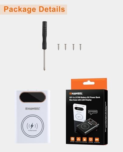 PULUZ Enhanced Wireless Charger Power Bank Case with LCD Display – DIY Mobile Power Solution for 4 x 21700 Batteries, Dual USB Outputs, Versatile Micro and Type-C Inputs, Sleek White Design for Fast Charging On-the-Go