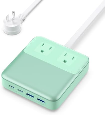 High-Power 135 W Ga N USB C Charging Hub – 6-in-1 Power Station with 2 AC Outlets, 2 USB-A & 2 USB-C Ports, 5 ft Cord, Ideal for PD 65 W Laptop Charging (Mac Book Air/Pro, i Phone 16/15, Galaxy S24) – Fast, Efficient, Universal Device Charger for Home and Travel