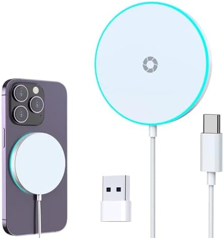 Enhance Your Charging Experience with the Premium 15 W Mag Safe Wireless Charger – LCD Display, Magnetic Fast Charging Pad for i Phone 12-16 Series, Sleek Glass Design, USB-C Port, Perfect for On-the-Go Power Solutions
