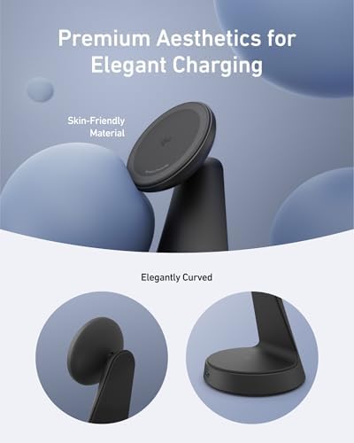 Anker 2-in-1 Mag Safe Wireless Charging Stand for i Phone 16, Qi2 Certified 15 W Ultra-Fast Charger, Adjustable Design with Dual Functionality for i Phone and Air Pods, Sleek Black Finish – Optimal Speed and Style for Modern Devices