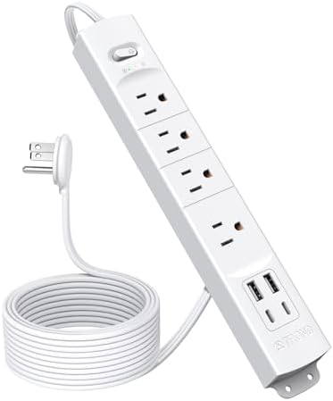 Ultra-Slim TROND Surge Protector Power Strip with 3 USB Ports & Type C – 4 AC Outlets for Maximum Device Protection & Charging Speed – 1440 J Surge Defense, ETL Listed, Space-Saving Wall Mount Design for Home Office & Dorm Use – Versatile Power Management Solution in Elegant Black