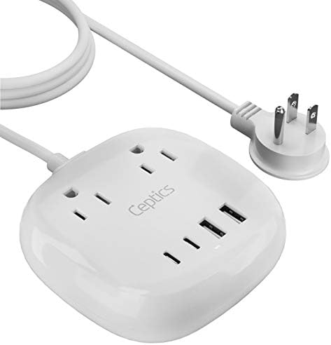 Compact 65 W USB Power Strip with Surge Protection – Dual USB & USB-C Fast Charging Hub for Home, Office, and Travel – Smart Voltage Technology for Optimal Device Compatibility and Safety
