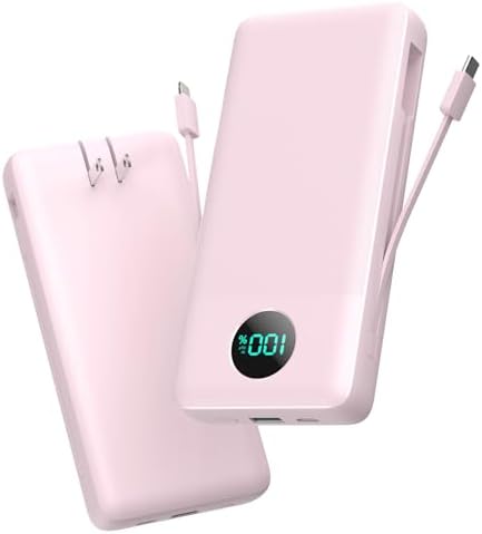 Ultra-High Capacity 33800 m Ah USB C Power Bank with Integrated Cables & AC Wall Adapter – Rapid 25 W Fast Charging with QC 4.0, Multi-Device Support, LCD Battery Status Display for i Phone 16/15, Samsung, Android, and More – Ultimate Portability and Efficiency for On-the-Go Power Solutions