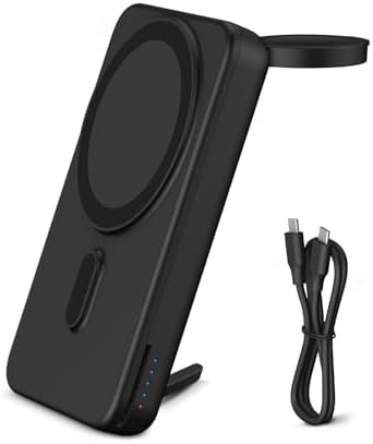 DDUAN 10000 m Ah Mag-Safe Wireless Power Bank – Dual Charging Solution for i Phone 15/14/13/12 & All Apple Watch Series with USB-C Cable – Sleek Portable Design for On-the-Go Convenience and Fast Charging Performance