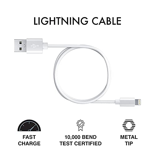 Premium i Hip 6 ft Bend Test Certified Lightning Cable – Durable White PVC USB Charging Cord for i Phone, i Pad, & i Pod – Fast Charging & Enhanced Compatibility for Everyday Use