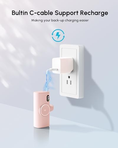 Compact Blue Power Bank for i Phone – 5000 m Ah Fast Charging Mini External Battery with USB Type C Cable – Sleek, Lightweight Design for i Phone 14/13/12/15 Pro Max and More – Essential Travel Charger for On-the-Go Power Solutions