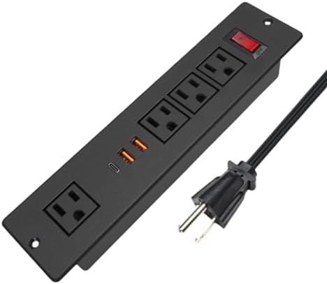 Revolutionize Your Charging Setup with the 20 W USB-C Recessed Power Strip – Seamlessly Integrate Fast Charging into Your Furniture for Desk, Cabinet, or Nightstand Use, Featuring a Sleek Black Finish and Enhanced Compatibility for All Your Devices