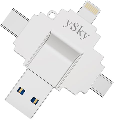 MFi Certified 64 GB Multi-Device Photo Stick – Ultimate 4-in-1 USB Flash Drive for i Phone, i Pad, Android, PC, and Mac – Fast Data Backup & Easy Media Management for Photos, Videos, and Contacts – Compact External Storage Solution