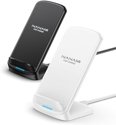 NANAMI Qi-Certified Fast Wireless Charging Stand – Ultimate Compatibility for Samsung Galaxy S25/S24/S23/S22/S21/S20 & i Phone 16/16 Pro/16 Pro Max/15/14/13 – Sleek Design, Rapid Power Delivery, and Adjustable Viewing Angles for a Seamless Charging Experience