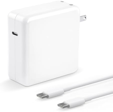 100 W USB-C Mac Book Pro Charger with 5.9 ft Cable – Rapid Charging for Mac Book Pro 16/15/14/13, Mac Book Air 13, and i Pad Pro (2018-2022) – Intelligent Device Recognition & Safety Features for Efficient Power Delivery – Compact and Portable Design for On-the-Go Users