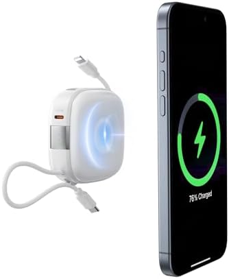 Ultra-Strong Magnetic Wireless Power Bank 10000 m Ah – 20 W Fast Charge Portable Charger for i Phone, Apple Watch, Air Pods & Android Devices – Built-in USB-C Cable, Smart LCD Battery Level Indicator & Lanyard for Effortless Travel Convenience – Essential Power Boost Companion for On-the-Go Charging