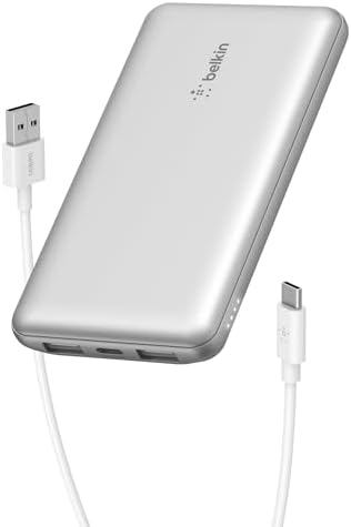 Belkin 10,000 m Ah Portable Charger – Fast Charging USB C Power Bank with Dual USB-A Ports for Multiple Devices, Includes Type-C to Type-A Cable, Compatible with i Phone 16, Samsung Galaxy S25, Nintendo Switch 2, i Pad & More – Lightweight Blue Design for Effortless Portability and Enhanced Power Delivery