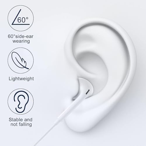 Experience Superior Audio with Premium Noise-Canceling Wired Earbuds for i Phone – 2-Pack Featuring Built-in Microphone & Convenient Volume Control – Perfectly Compatible with i Phone Models 14 through 7 – Elegant White Design for Ultimate Comfort and Daily Use