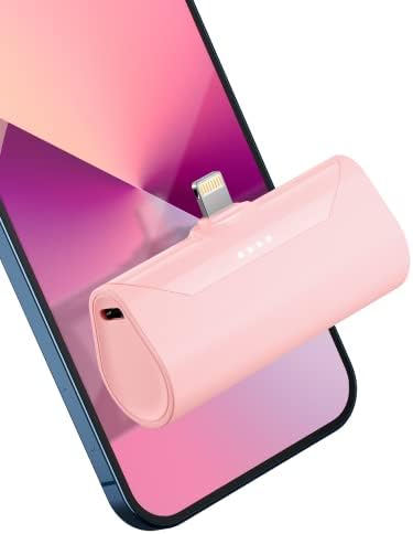 Ultra-Compact Pink 4800 m Ah Power Bank – Sleek Mini Battery Charger with 15 W Fast Charging for i Phone 14/13/12/11/8 & i Pad Air/Mini/Pro – Stylish Portable Charger for Travel & Everyday Use – Enhanced Compatibility for Air Pods Pro I/II