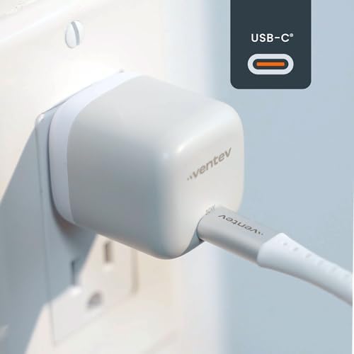 Ventev 30 W USB-C Fast Charging Wall Charger – Compact Design for i Phone 16/15 Series, Air Pods Pro, i Pad Pro, Pixel 9, Samsung Galaxy S25 Ultra | Effortless Power Boost for On-the-Go Charging in Sleek White Finish