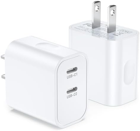 20 W Dual USB-C Fast Charger Block – Compact 2-Port Power Adapter for i Phone 16 Series, i Pad & Samsung Galaxy – Travel-Friendly Wall Charger with Enhanced Safety Features for Rapid Device Charging