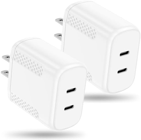 40 W Dual USB-C Fast Charging Block – Ultimate Portable Power Adapter for i Phone, i Pad, Samsung & More – 2-Pack for Effortless Multi-Device Charging – Rapidly Energize Your Gadgets Anywhere