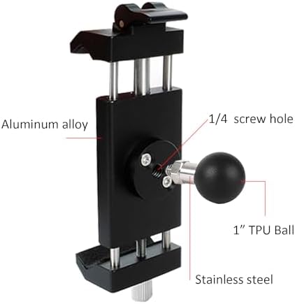 Durable Aluminum Quick Release Car Phone Holder Mount with 1″ Ball – Universal Compatibility for Smartphones 2.4″ to 3.4″ Wide, Perfect for RAM Mounts B Size Arm, Effortless Attachment and 360-Degree Rotation for Safe Hands-Free Navigation