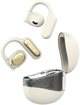 Discover the MOOR Beige Open Wave Wireless Earbuds: Premium Bluetooth 5.3 Headphones with 40-Hour Playtime, Enhanced ENC Noise Cancelling, and 16.2 mm Dynamic Drivers for Immersive Stereo Sound – IPX4 Waterproof Design for Active Lifestyles, Perfect for Commuting and Outdoor Adventures.