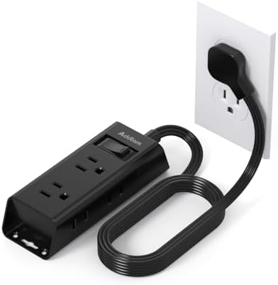 Addtam Ultra Flat Power Strip for Cruise & Travel – 5 ft Extension Cord with 6 Outlets, Compact Design for Dorms & Home Offices – No Surge Protection, Ideal for On-the-Go Charging – Lightweight & Space-Saving Solution