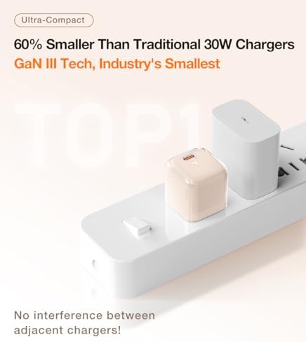 Ultra-Fast TORRAS Icenano 30 W USB-C Charger Block – PD 3.0 Compatible Wall Adapter with 5.5 ft Cable, Stylish Crystal Pink Design, Low-Temperature Operation for Safe Charging of i Phone 16/15 & Mag Safe – Perfect for Travel and Home Use