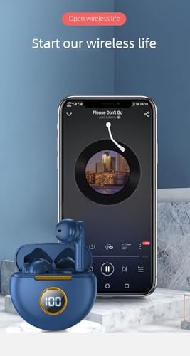 Advanced Bluetooth 5.1 Waterproof Earbuds with Built-in Microphone – IPX7 Rated In-Ear Headphones for Active Lifestyles, Enhanced Sound Quality, and Seamless Connectivity – USB-C Charging Case with LCD Display – Ideal for Android & i OS Users (Blue) – Experience Unmatched Comfort and Durability