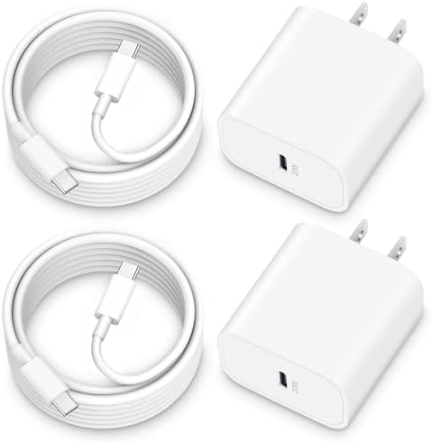 20 W Fast Charger Bundle for i Phone 16 Series & i Pad Models – Dual USB-C Wall Charging Blocks with 3 FT Cable for Lightning-Fast Device Power-Up and Enhanced Compatibility with Air Pods – Ideal for Busy Lifestyles and Travel