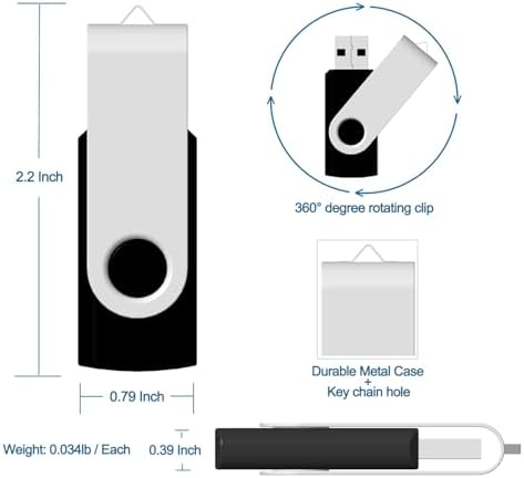 Maximize Your Storage Potential with the JBOS 10-Pack of 4 GB USB Flash Drives – Durable Swivel Design, Enhanced USB 2.0 Compatibility, Ideal for Documents & Multimedia, Sleek Black Finish with Label Sheets for Organization, Perfect for Students and Professionals
