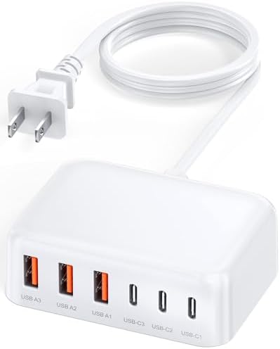 Ultimate 125 W USB-C Multi-Device Charging Station: 6-Port Fast Charger with Ga N Technology for i Phone, i Pad, Apple Watch, Galaxy S23 & More – Compact Power Hub for Home & Office Efficiency