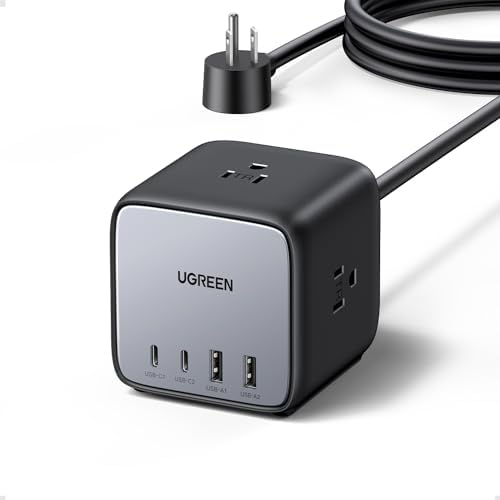 UGREEN 65 W USB-C Charging Station: 7-in-1 Power Hub with Triple AC Outlets, Dual Fast USB-C & USB-A Ports, 6 ft Extension Cord for Seamless Home, Office & Travel Charging – Ultimate Multi-Device Power Solution for Mac Book Pro & i Phone 16 Pro