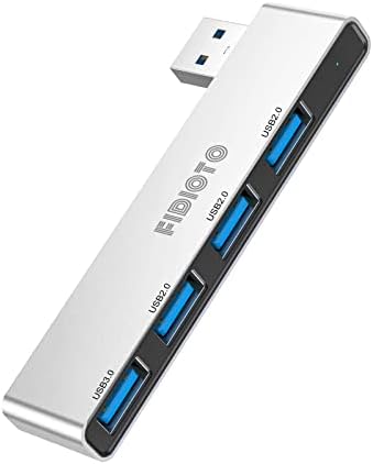 Enhance Your Digital Workspace with Fidioto USB Hub 2 Pack – Versatile 4-Port Adapter for Laptops & Macs, Featuring 1 Ultra-Fast USB 3.0 Port and 3 USB 2.0 Ports for Effortless Device Connectivity and Data Transfer, Ideal for Busy Professionals and Students on the Move