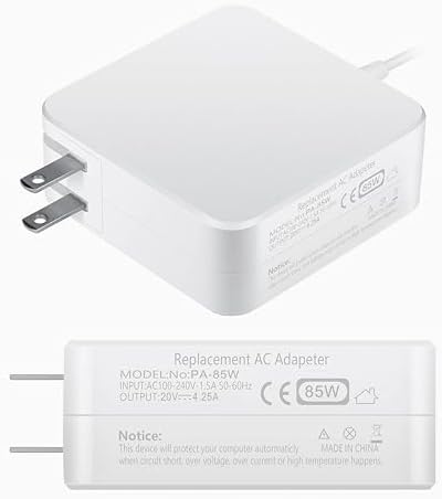 High-Performance 85 W Magnetic T-Tip Charger for Mac Book Pro (2012-2015) – Enhanced Compatibility, Rapid Charging & Safety Features for 13″, 15″, 17″ Models – Reliable AC Adapter with LED Charging Indicator and IC Chip Protection