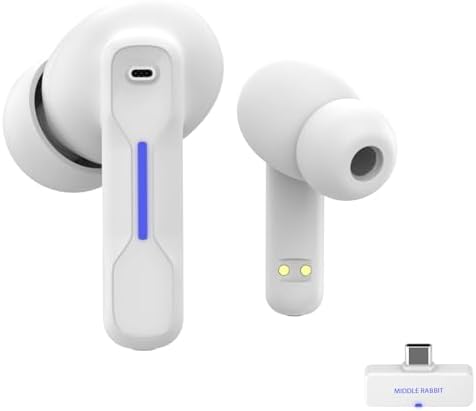 SW4 USB Wireless Earbuds: High-Performance Bluetooth Headphones with 2.4 GHz Dongle for Enhanced PC and Laptop Connectivity, Ergonomic Design, Built-in Microphone for Clear Calls, Ideal Work Companion for All-Day Comfort and Superior Sound Quality