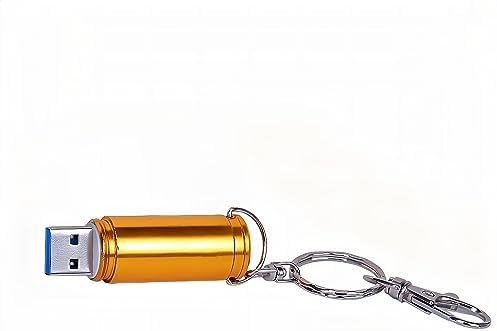 Sleek Golden 64 GB Metal Bullet USB 3.0 Flash Drive – Ultimate High-Speed Data Storage Keychain for PC & Mac Users, Stylish & Durable Memory Stick for Professionals and Students