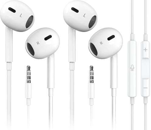 Experience Superior Sound with Snowhit MFi Certified Wired Earbuds – Dual Pack for i Phone, i Pad, i Pod, and 3.5 mm Devices – Engineered for Comfort with Built-in Mic and Intuitive Volume Control – Ideal for Music, Calls, and Video Conferencing – Crafted for Longevity and Daily Use