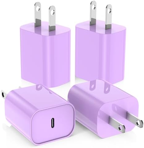 Ultra-Fast 20 W USB C Charger Block – 4 Pack for i Phone 16/15 & Multi-Device Compatibility – Compact Power Adapter for Apple, Samsung, Google – Essential Travel Charging Solution with Enhanced Durability and Safety Features