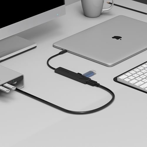 SABRENT 4-Port USB 3.0 Hub with Individual LED Power Switches – Ultra-Slim, Portable Design with 2 Ft Cable for Effortless Data Transfer – Compatible with Mac & PC, Perfect for Home and Office Use